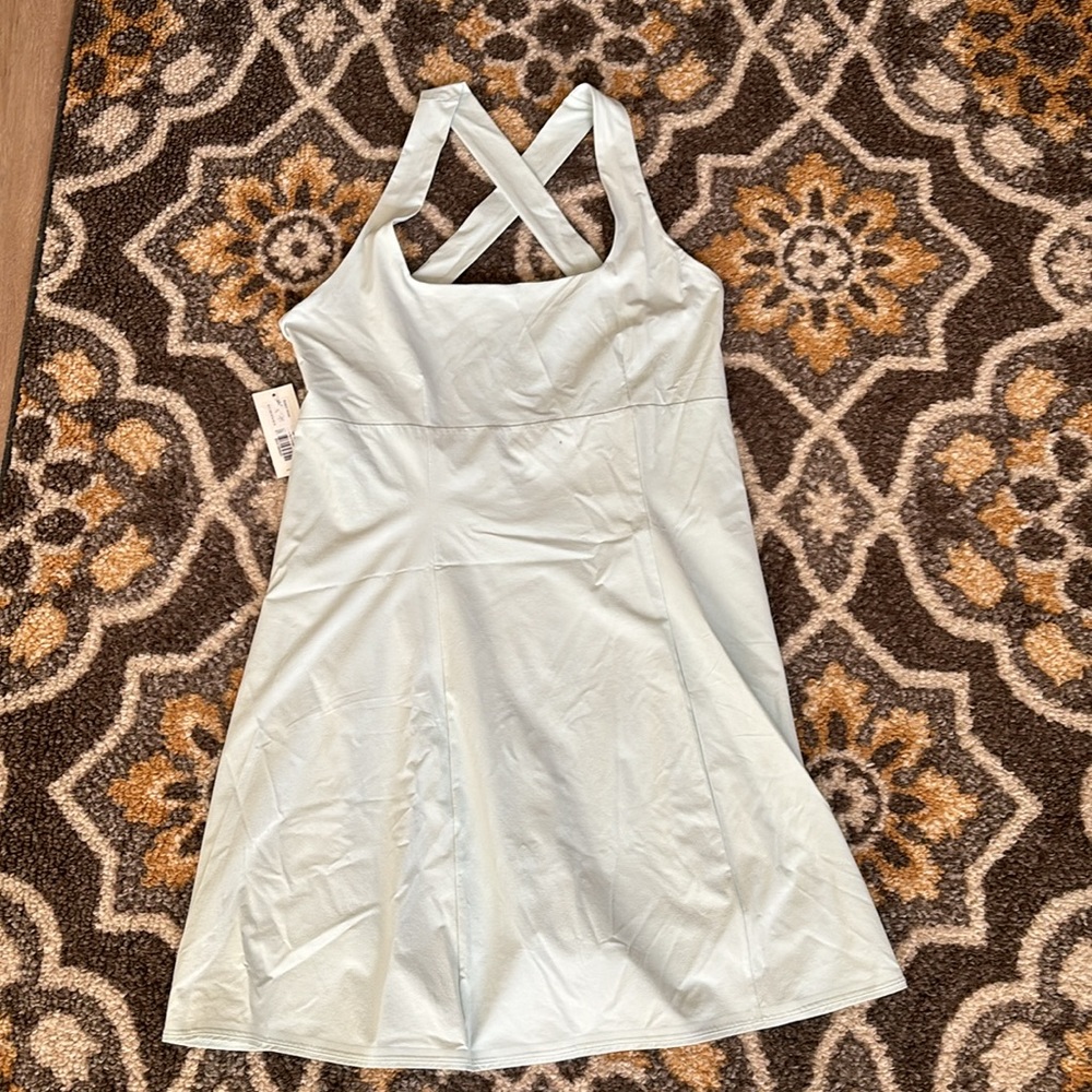 ❌SOLD❌NWT Outdoor Voices Cross Back Dress Built In Shorts In Ice Melts Blue - Picture 2 of 5